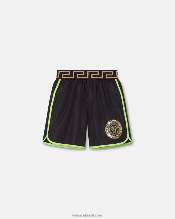 roupas P2TX2112 Versace shorts de natação medusa menta e preto crianças