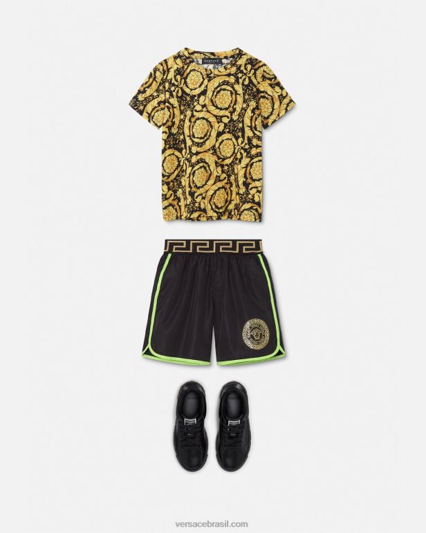 roupas P2TX2112 Versace shorts de natação medusa menta e preto crianças