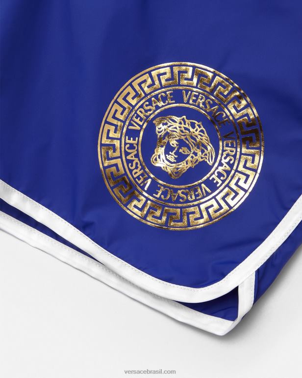 roupas P2TX2113 Versace bermuda de natação medusa greca border azul crianças