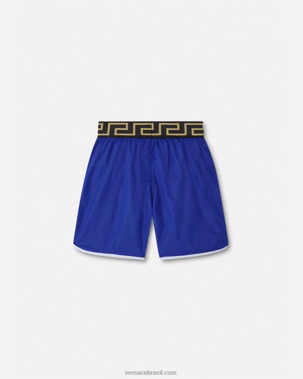 roupas P2TX2113 Versace bermuda de natação medusa greca border azul crianças