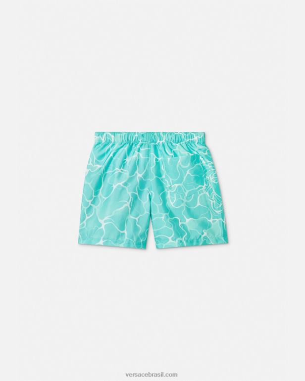 roupas P2TX2134 Versace bermuda de natação com logo medusa azul crianças