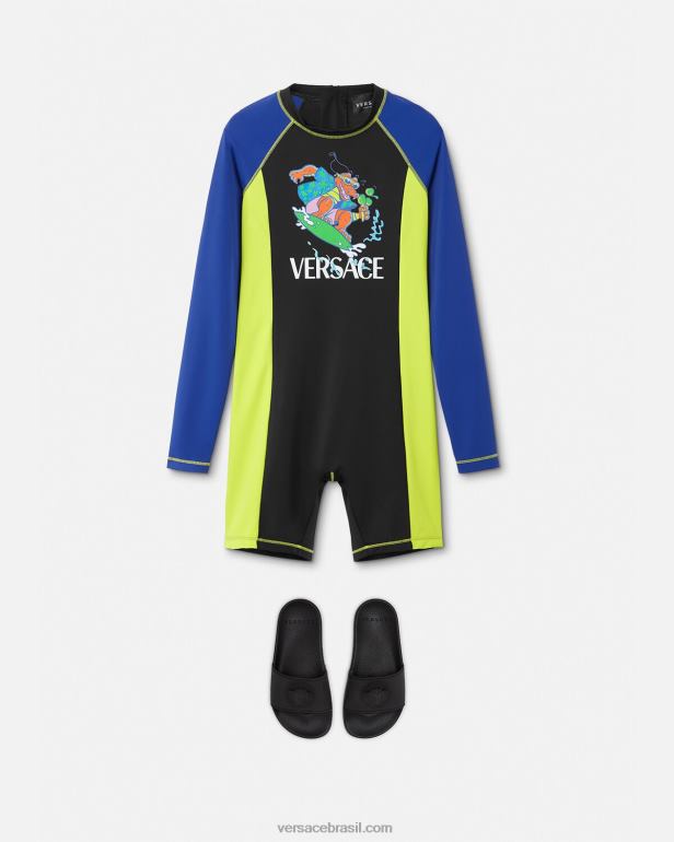 roupas P2TX2136 Versace roupa de mergulho com proteção solar multicolorido crianças
