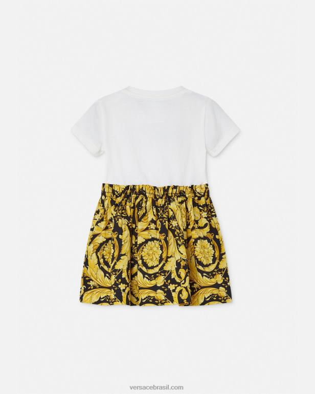 roupas P2TX1858 Versace vestido camiseta barocco bebê branco e estampado crianças