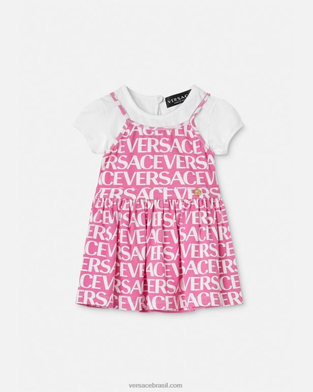 roupas P2TX1871 Versace vestido t-shirt para bebê luz rosa crianças