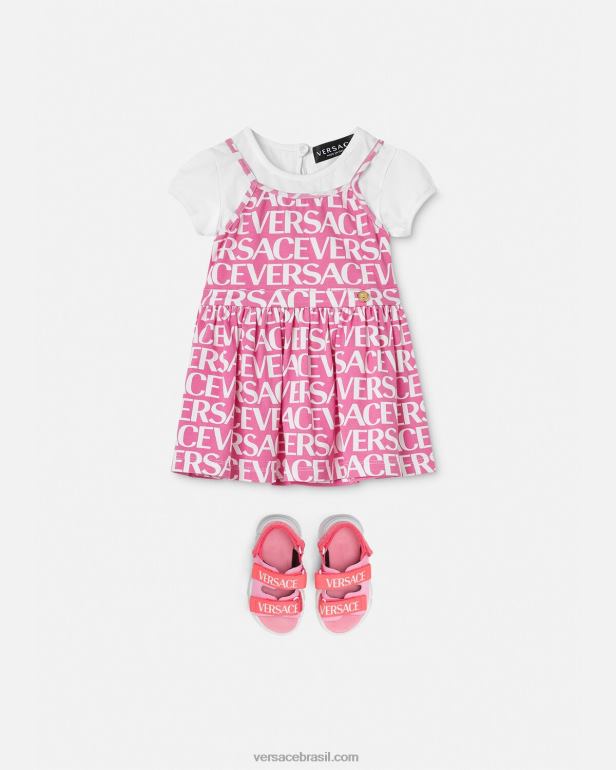 roupas P2TX1871 Versace vestido t-shirt para bebê luz rosa crianças