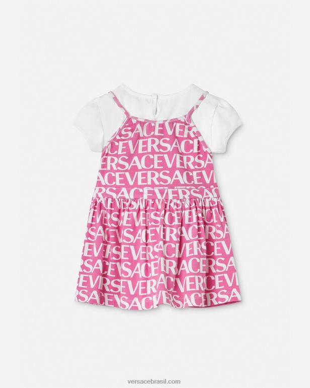 roupas P2TX1871 Versace vestido t-shirt para bebê luz rosa crianças