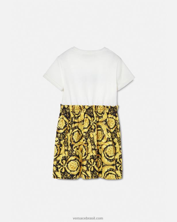 roupas P2TX1953 Versace vestido camiseta barroco branco e estampado crianças