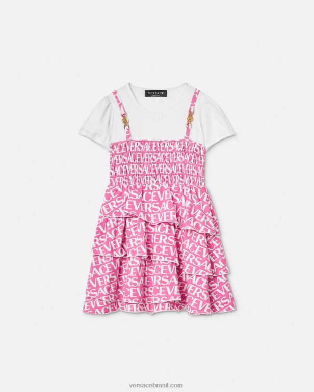 roupas P2TX1977 Versace vestido todo babado luz rosa crianças