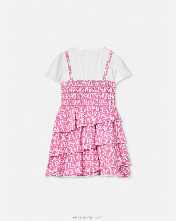 roupas P2TX1977 Versace vestido todo babado luz rosa crianças