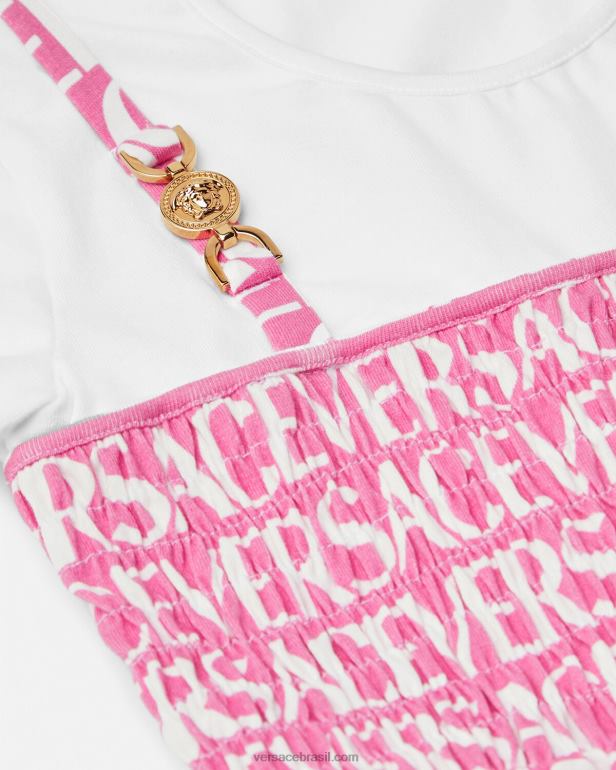 roupas P2TX1977 Versace vestido todo babado luz rosa crianças