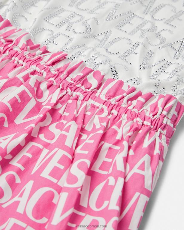 roupas P2TX1980 Versace vestido todo branco e rosa crianças