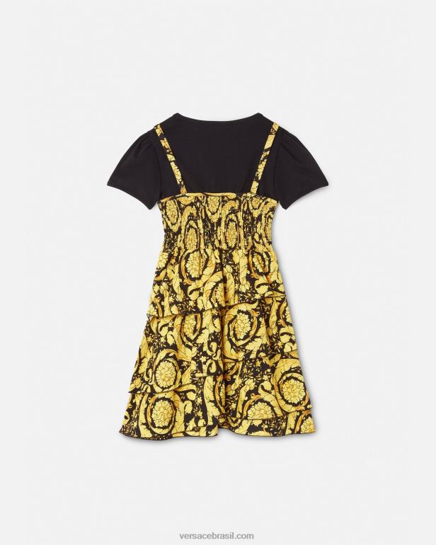 roupas P2TX1987 Versace vestido barroco com babados preto crianças