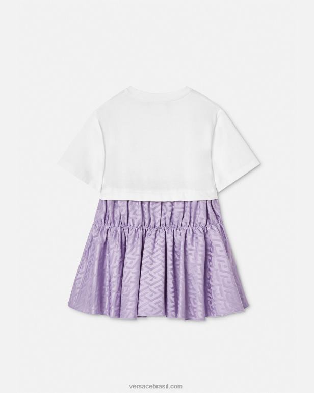 roupas P2TX1996 Versace vestido camiseta la greca branco e lilás crianças