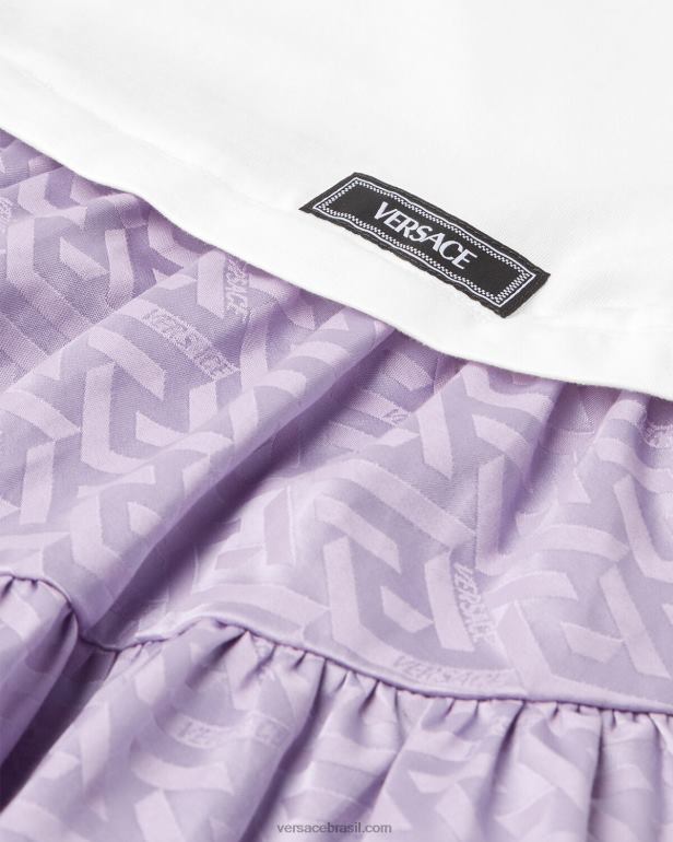roupas P2TX1996 Versace vestido camiseta la greca branco e lilás crianças