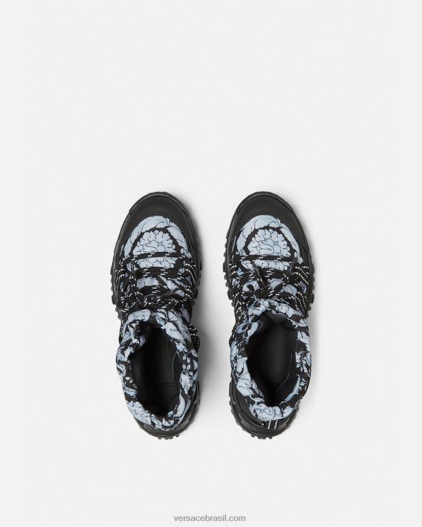 sapato P2TX2034 Versace botas de neve silhueta barroco Preto branco crianças