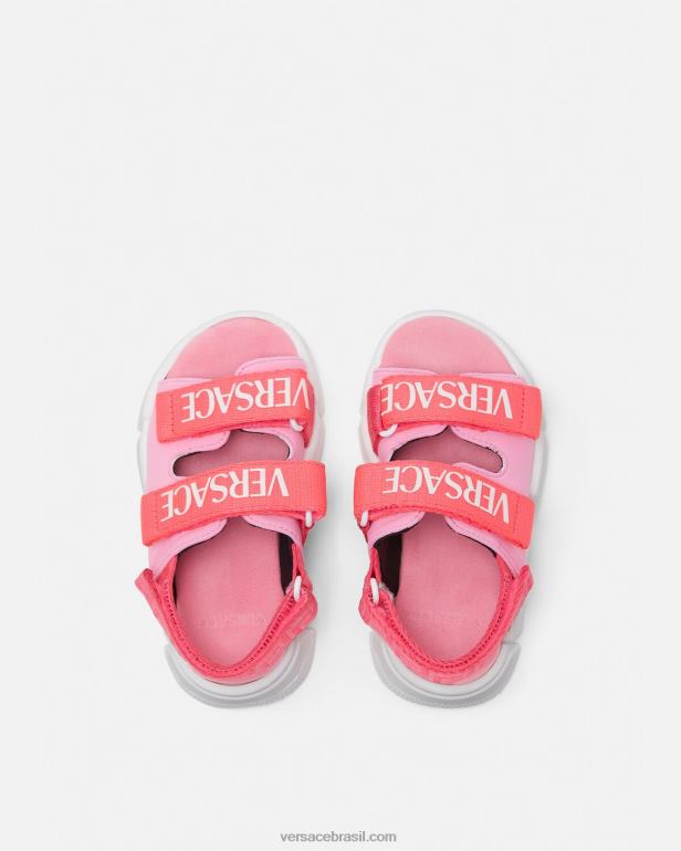sapato P2TX1879 Versace sandálias de bebê com logotipo rosa crianças