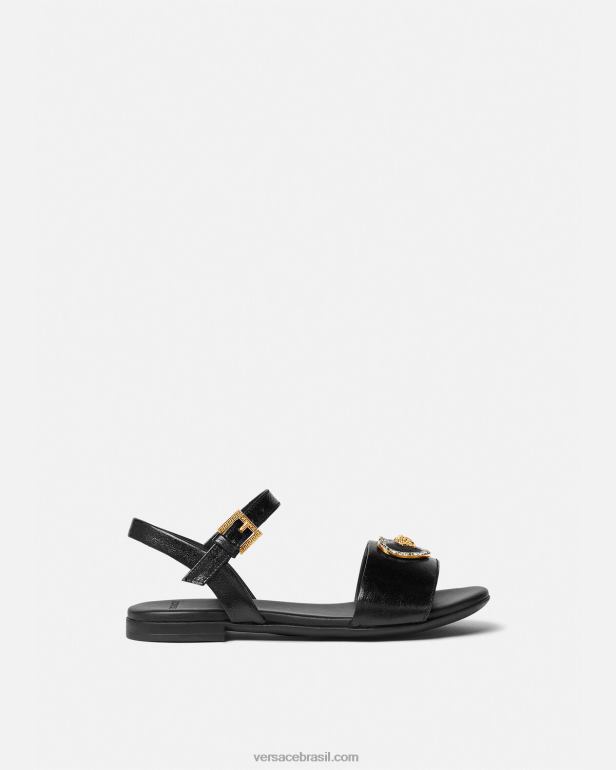sapato P2TX2028 Versace sandálias medusa coração de cristal preto crianças