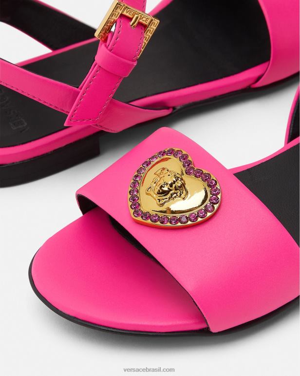 sapato P2TX2040 Versace sandálias medusa coração de cristal fúcsia crianças