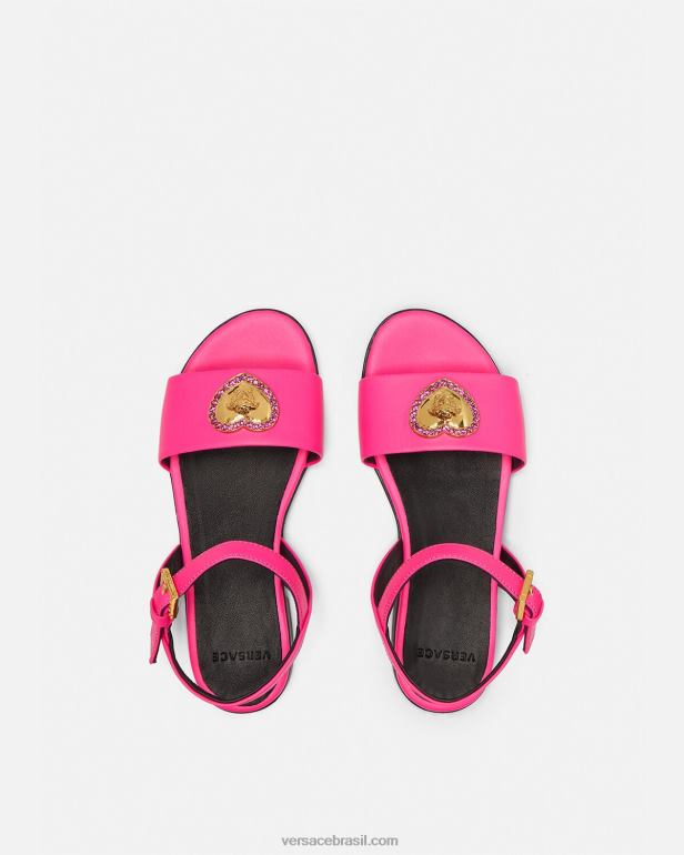 sapato P2TX2040 Versace sandálias medusa coração de cristal fúcsia crianças