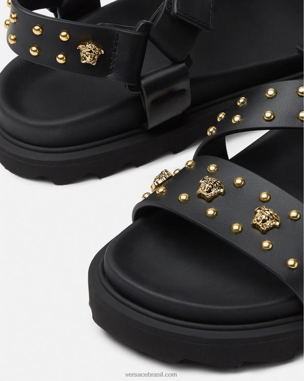 sapato P2TX2041 Versace sandalia la medusa com tachas preto crianças