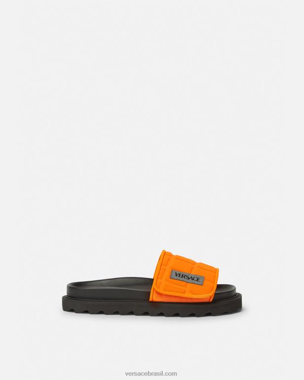 sapato P2TX2052 Versace slides de logotipo de reciclagem laranja crianças