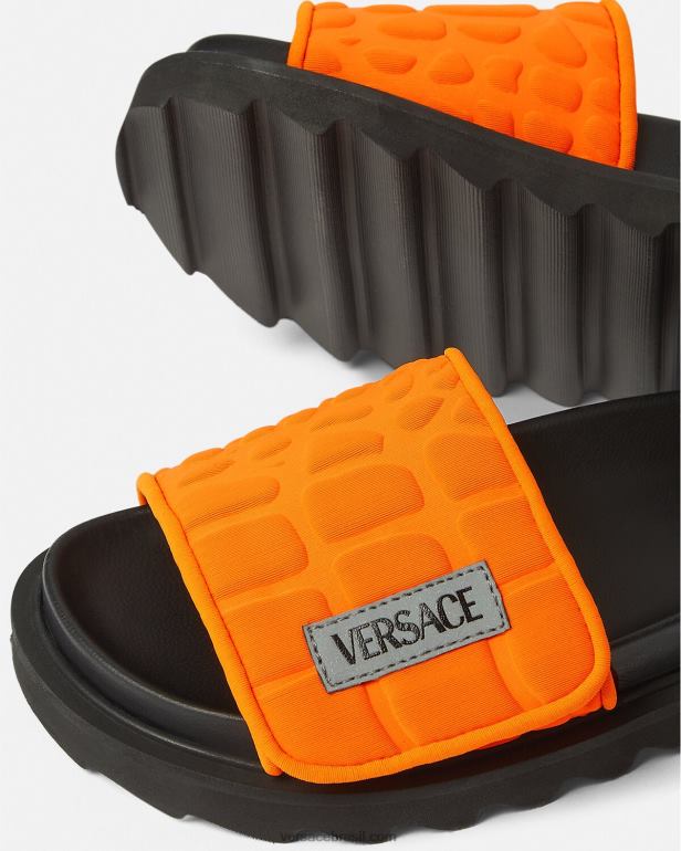 sapato P2TX2052 Versace slides de logotipo de reciclagem laranja crianças