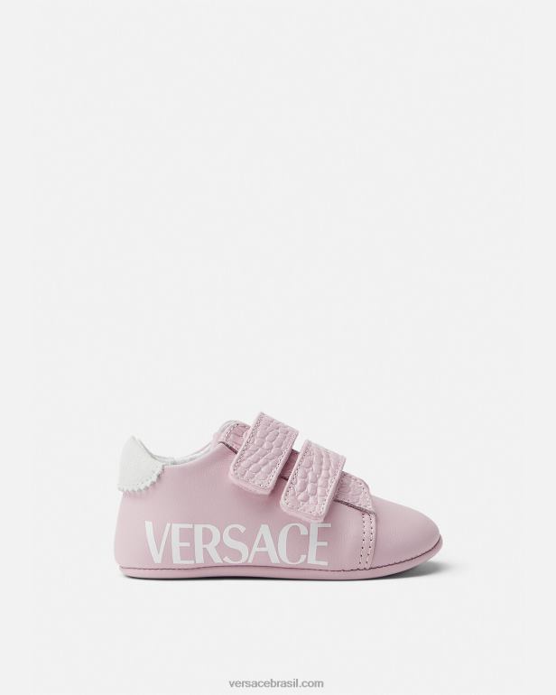 sapato P2TX1848 Versace sapatos de bebê com logotipo luz rosa crianças