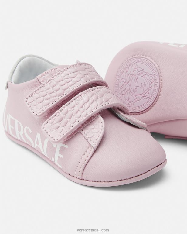 sapato P2TX1848 Versace sapatos de bebê com logotipo luz rosa crianças
