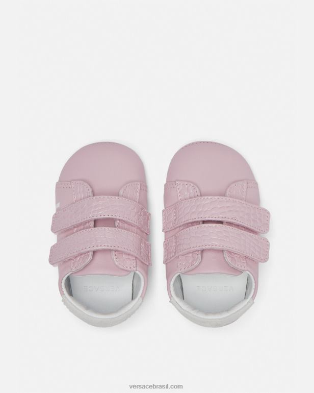 sapato P2TX1848 Versace sapatos de bebê com logotipo luz rosa crianças