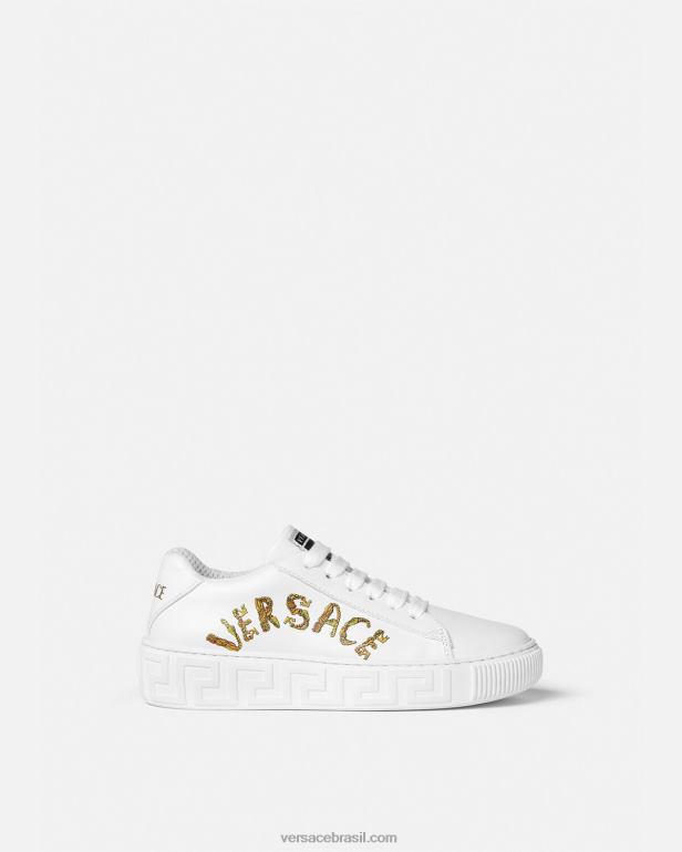 sapato P2TX2027 Versace tênis seashell barroco greca imprimir crianças