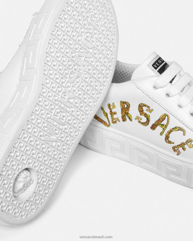 sapato P2TX2027 Versace tênis seashell barroco greca imprimir crianças