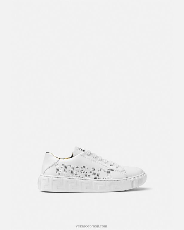 sapato P2TX2036 Versace tênis greca com logo branco e estampado crianças