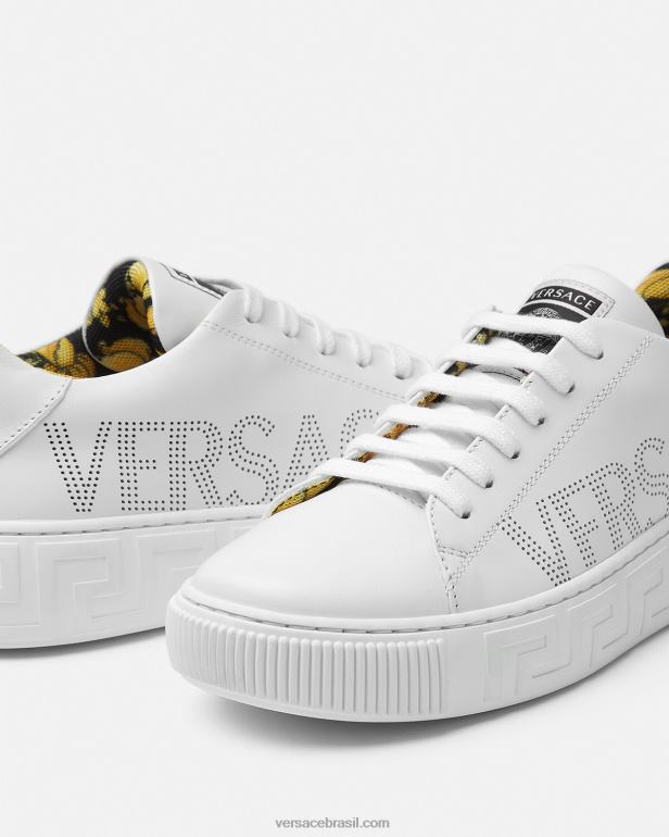sapato P2TX2036 Versace tênis greca com logo branco e estampado crianças