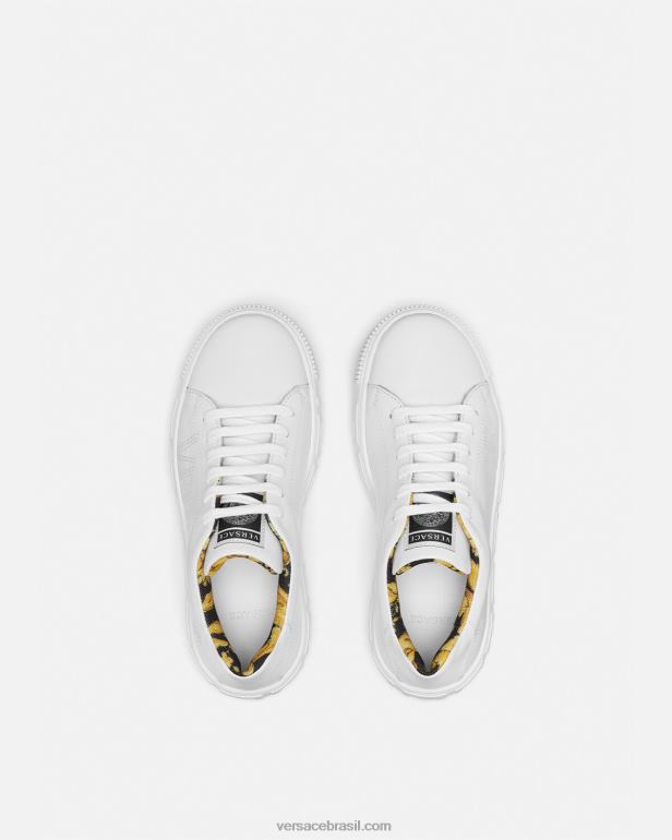 sapato P2TX2036 Versace tênis greca com logo branco e estampado crianças