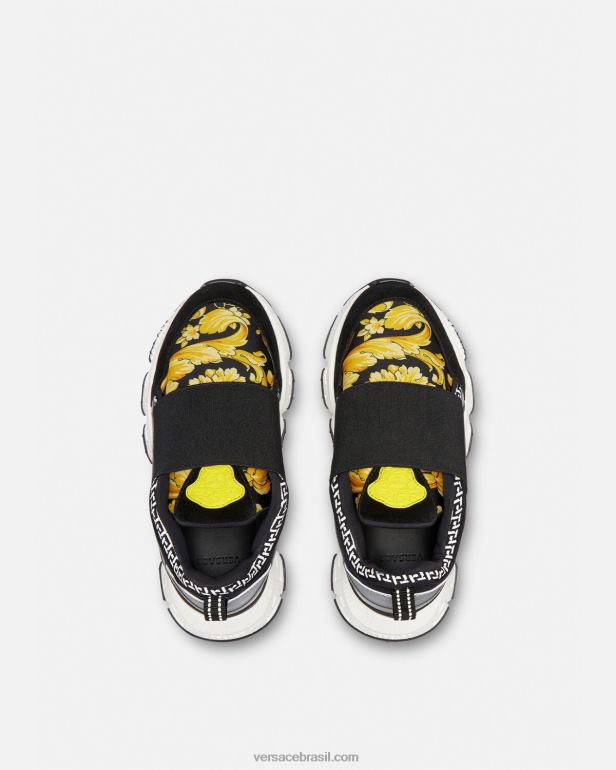 sapato P2TX2051 Versace tênis barocco trigreca preto e estampado crianças