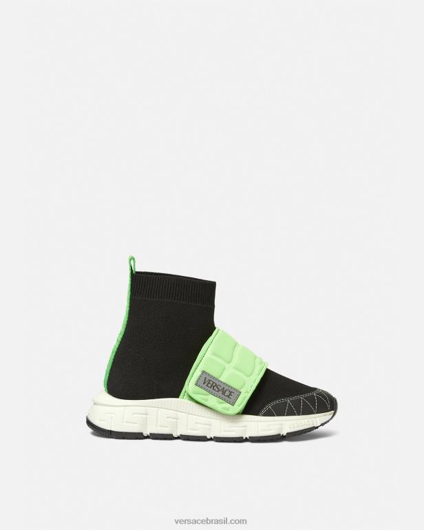 sapato P2TX2053 Versace upcycle tênis trigreca menta e preto crianças