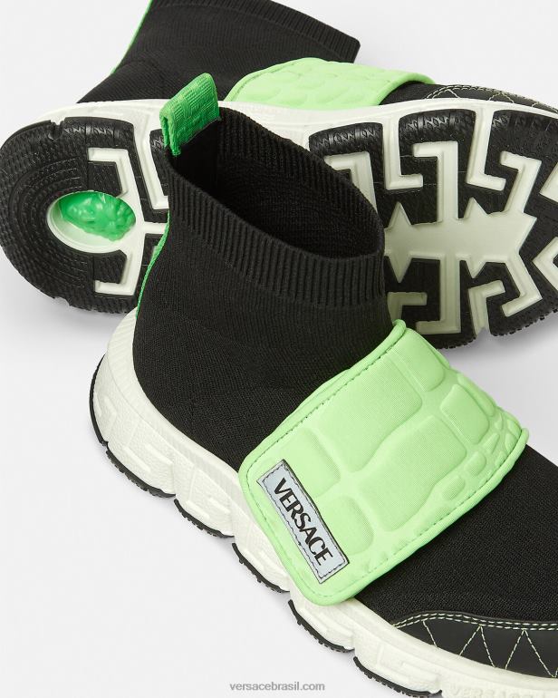 sapato P2TX2053 Versace upcycle tênis trigreca menta e preto crianças