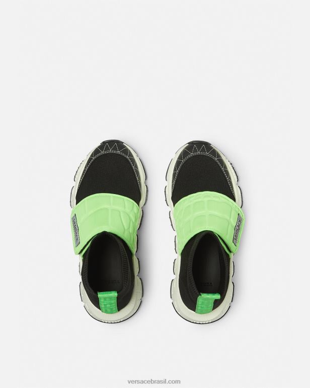 sapato P2TX2053 Versace upcycle tênis trigreca menta e preto crianças