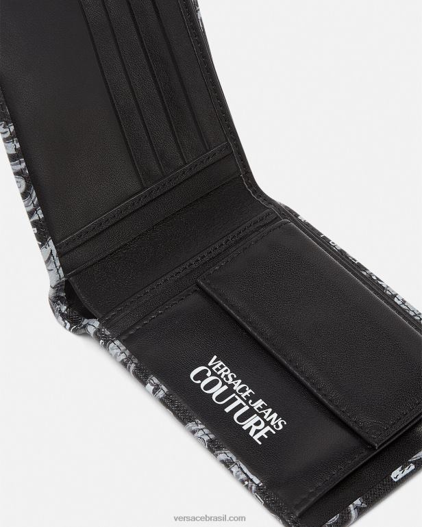 acessórios P2TX2516 Versace carteira bifold de alta costura com logotipo preto e cinza homens