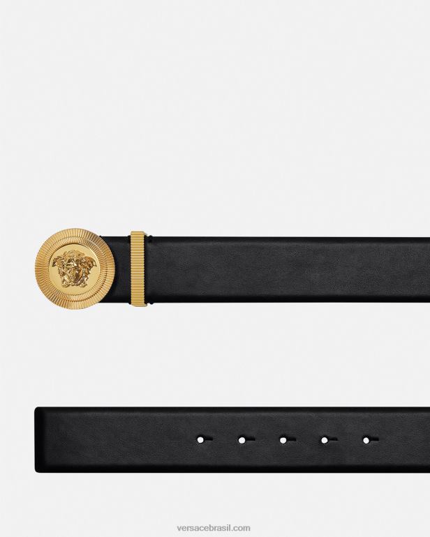 acessórios P2TX1611 Versace cinto de couro medusa biggie preto homens