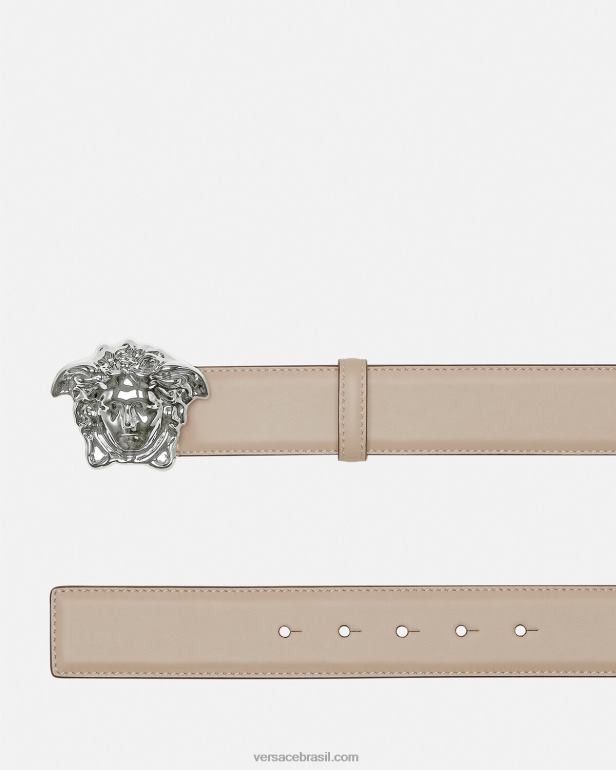 acessórios P2TX1614 Versace cinto de couro la medusa bege homens