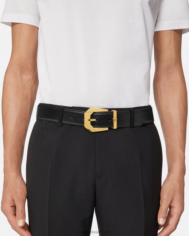 acessórios P2TX1616 Versace cinto de couro medusa preto homens