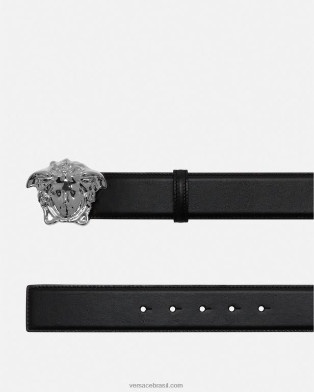 acessórios P2TX1621 Versace cinto de couro la medusa preto homens