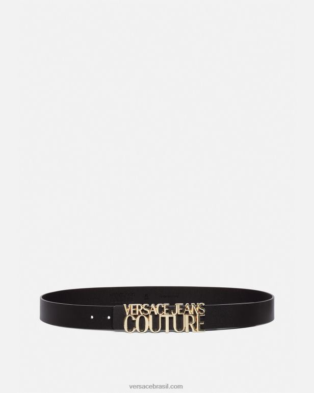 acessórios P2TX2477 Versace cinto com logotipo de letras ouro e preto homens