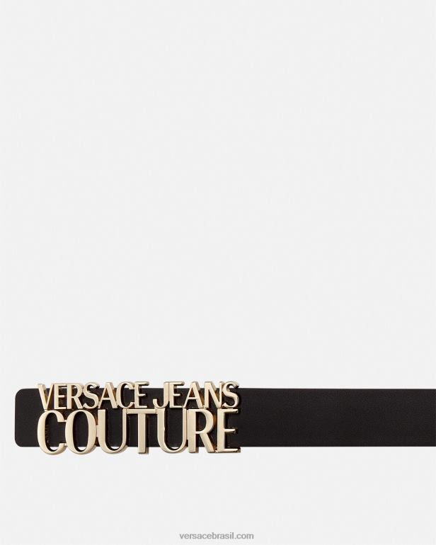 acessórios P2TX2477 Versace cinto com logotipo de letras ouro e preto homens