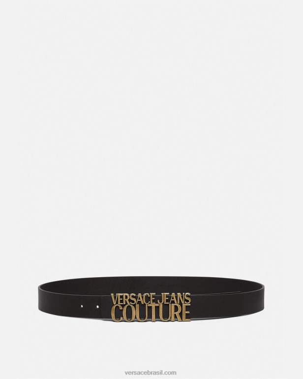 acessórios P2TX2478 Versace cinto com logotipo de letras ouro Preto homens