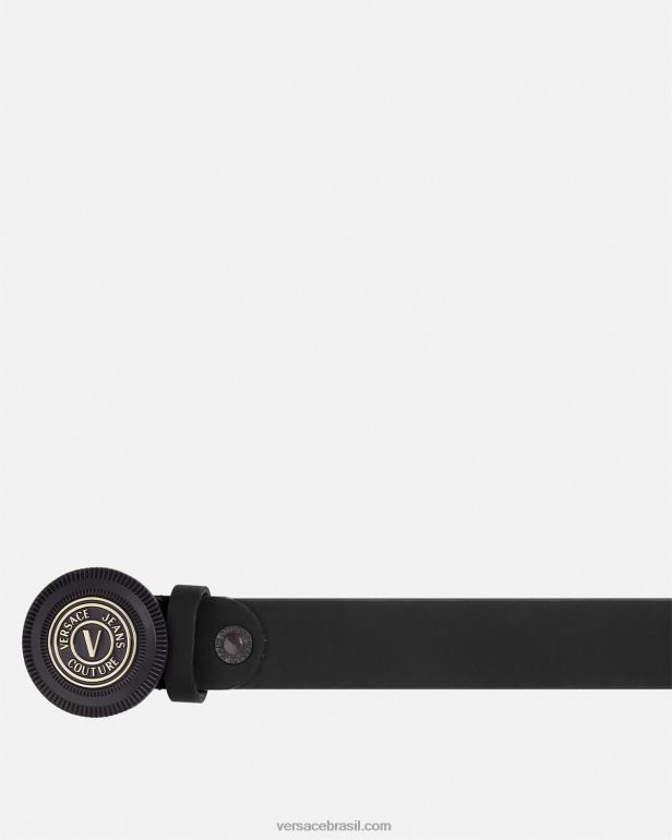acessórios P2TX2483 Versace cinto com fivela redonda com emblema em V preto homens