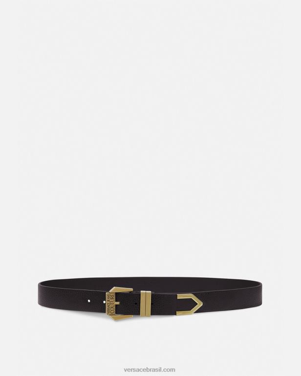 acessórios P2TX2500 Versace cinto com logotipo ouro Preto homens