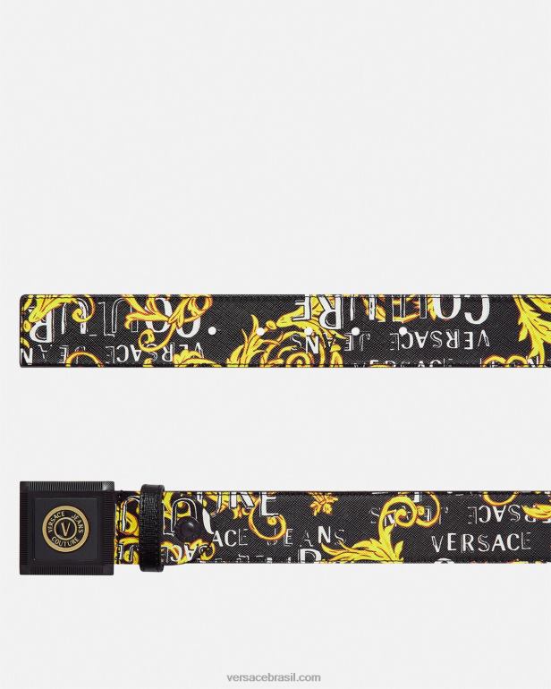 acessórios P2TX2503 Versace cinto de alta costura com logotipo em V ouro Preto homens