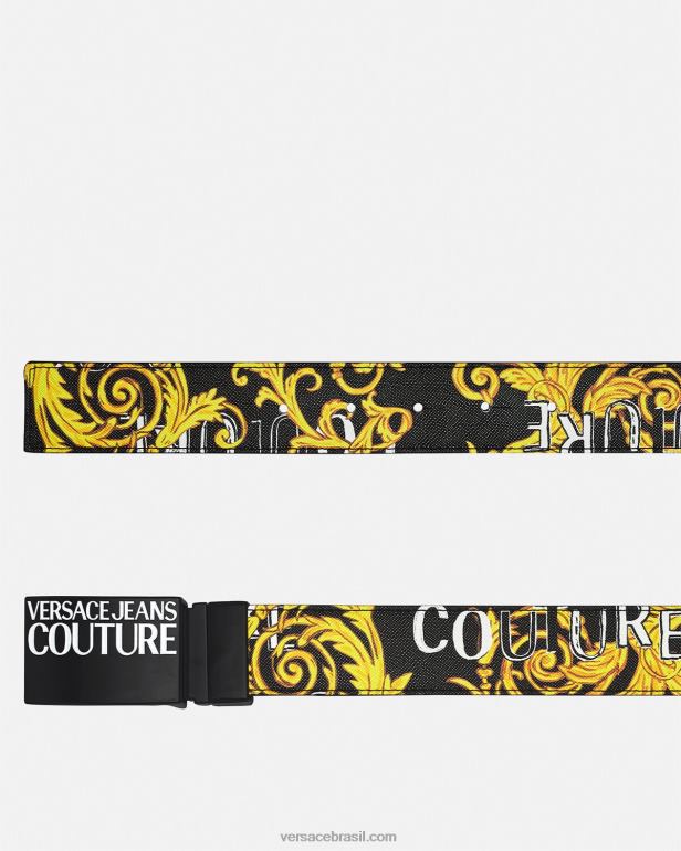acessórios P2TX2505 Versace cinto de alta costura com logo reversível ouro Preto homens